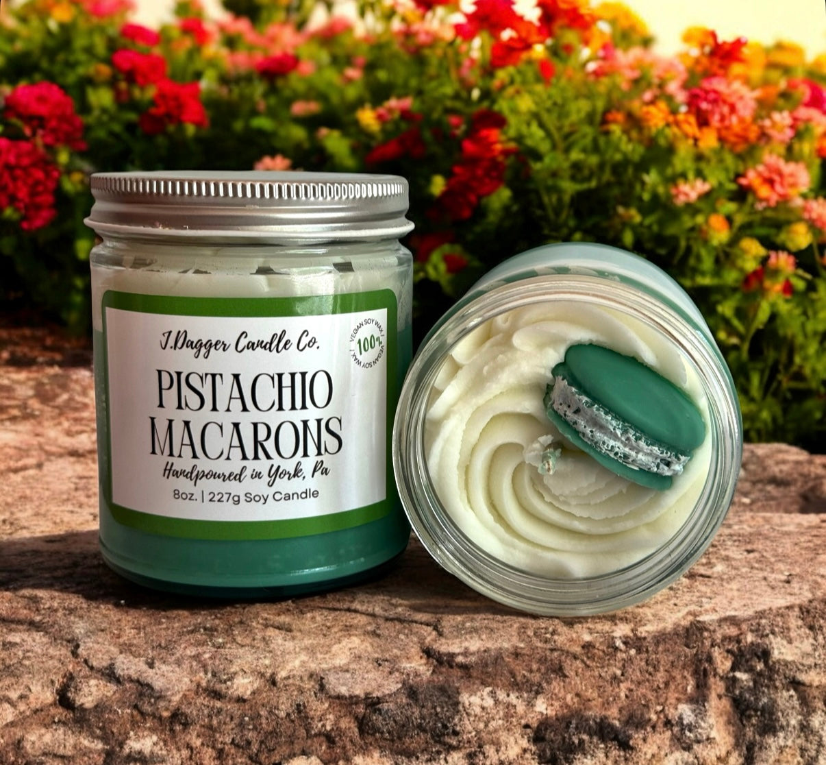 Mini Pistachio Macaron Dessert Candle
